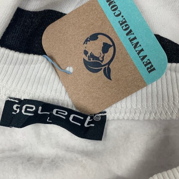 Upcycled Hand Printed Womens Large Yellow Blue Wild Bird Long Sleeve Sweatshirt - Picture 5 of 6